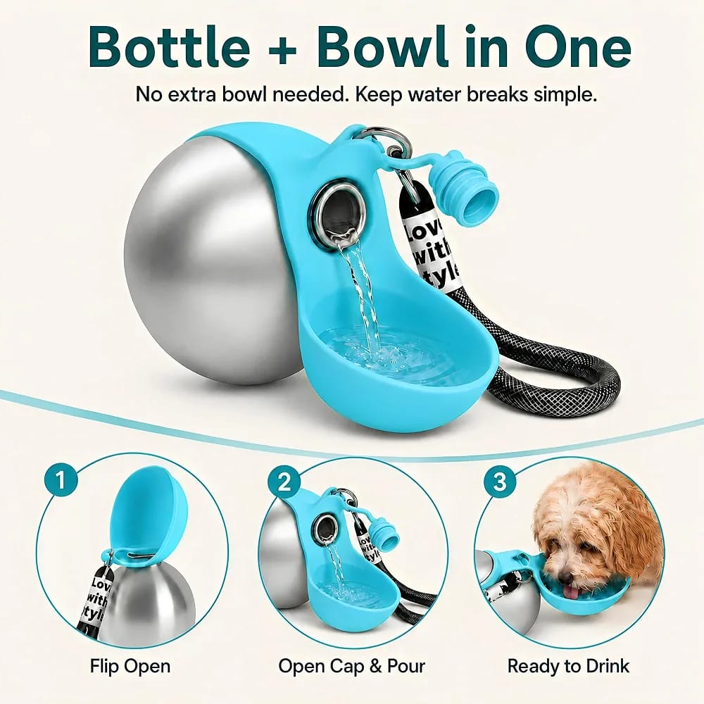 ALLUXESS Portable Pet Water Bottle | Leakproof Dog & Cat Water Bottle for Walks, Travel & Outdoor Adventures