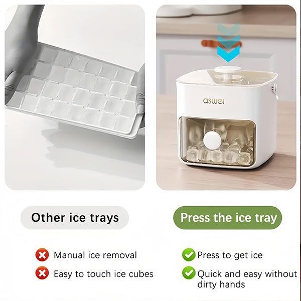 Alluxess| ASWEI Large Capacity Ice Cube Maker with Storage Bin for Cold Drinks