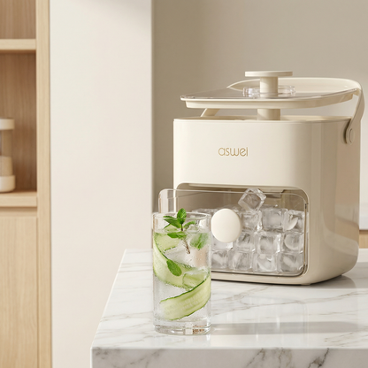 Alluxess| ASWEI Large Capacity Ice Cube Maker with Storage Bin for Cold Drinks