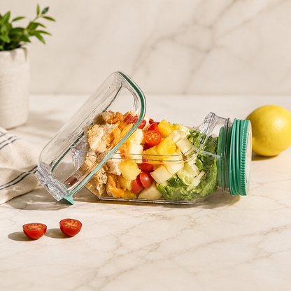 Alluxess Premium Leak-Proof Salad Container With Side Opening For Office, Travel & Outdoors.