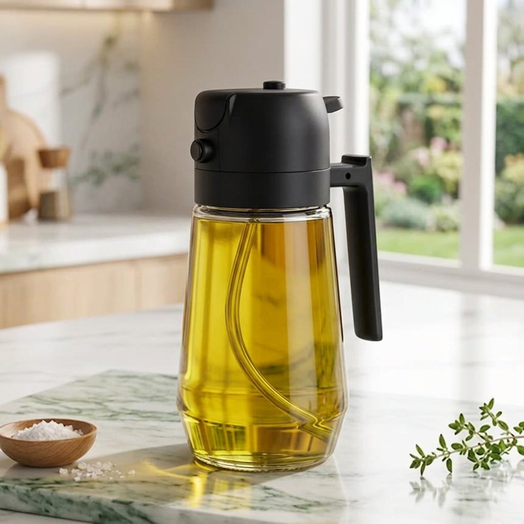 Alluxess 2-in-1 Oil Sprayer Bottle – Spray & Pour Control for Healthier Meals