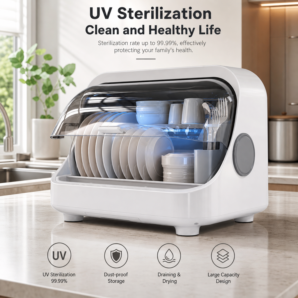 Alluxess™ Premium Tableware Storage Cabinet & Sanitizing Drain Rack