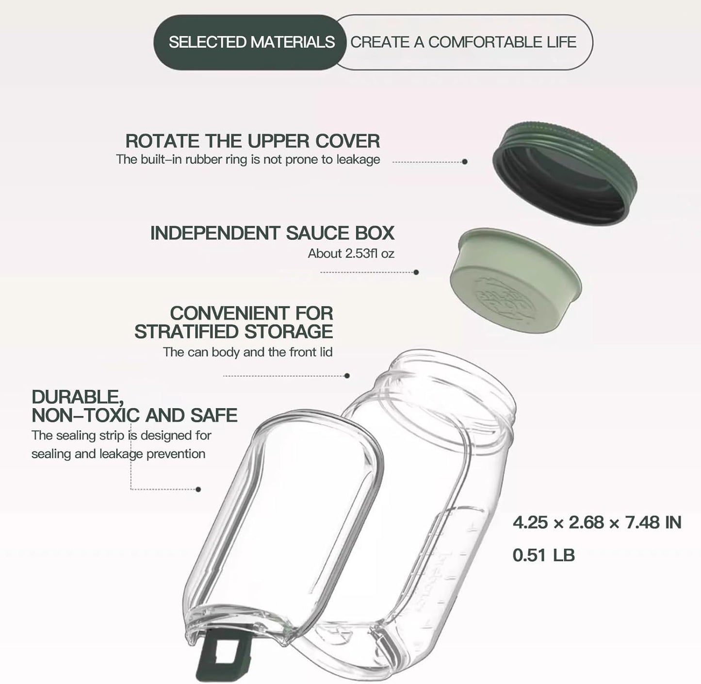 Alluxess Premium Leak-Proof Salad Container With Side Opening For Office, Travel & Outdoors.