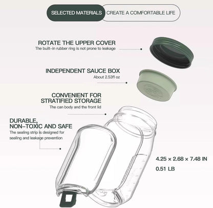 Alluxess Premium Leak-Proof Salad Container With Side Opening For Office, Travel & Outdoors.