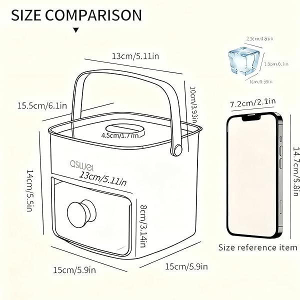Alluxess| ASWEI Large Capacity Ice Cube Maker with Storage Bin for Cold Drinks